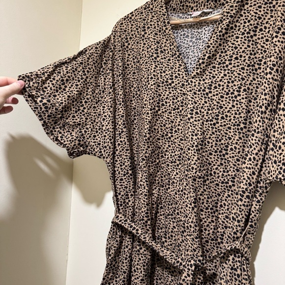 Women’s Joe Fresh Brand Leopard Print V-Neck Tie Waist Short Sleeve Dress S: 2X - Picture 5 of 16